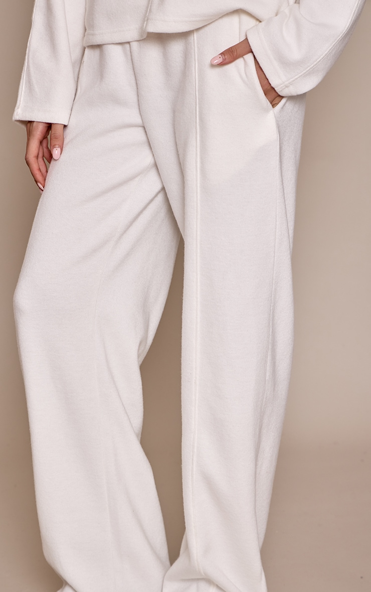 Cream Soft Rib Straight Leg Joggers image 4