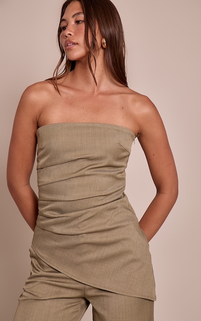 Sage Khaki Tailored Woven Bandeau Top