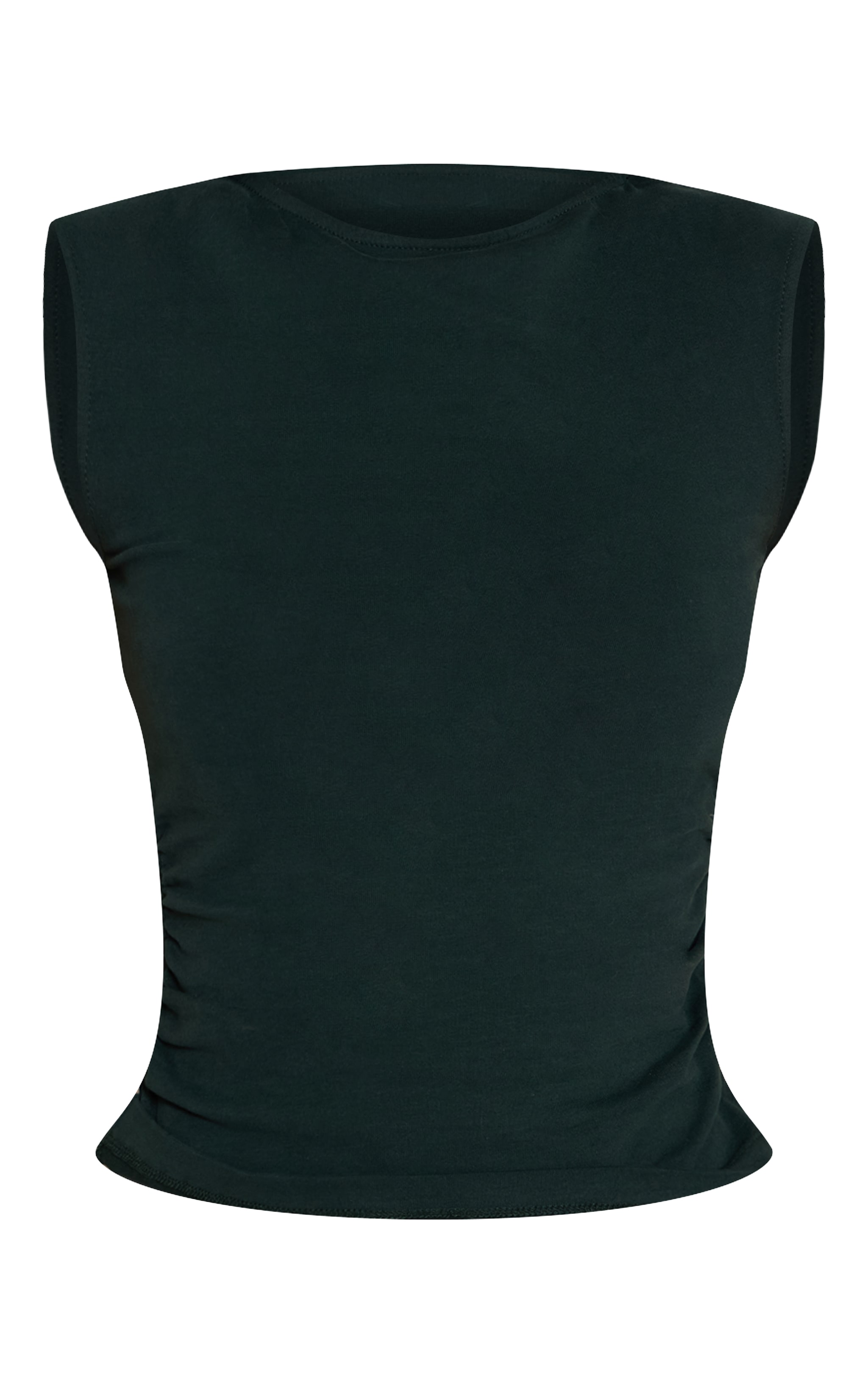 Forest Green Soft Cotton Ruched Side Sleeveless Top image 5