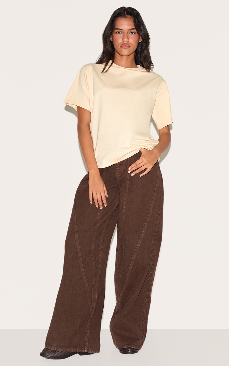 Butter Yellow Cotton Basic Oversized T-shirt image 3