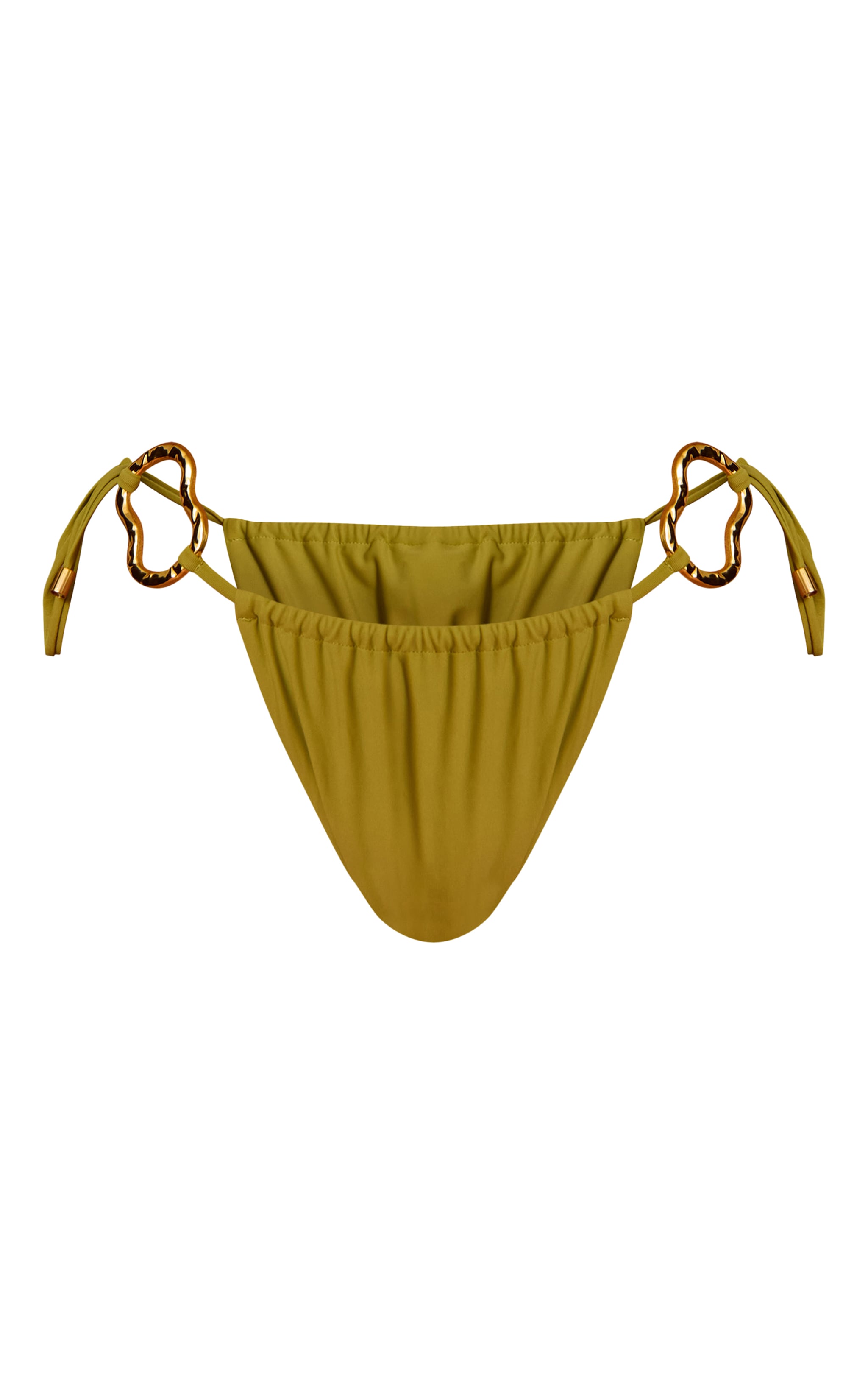 Bas de maillot de bain vert olive noué sur les côtés à empiècements image 5