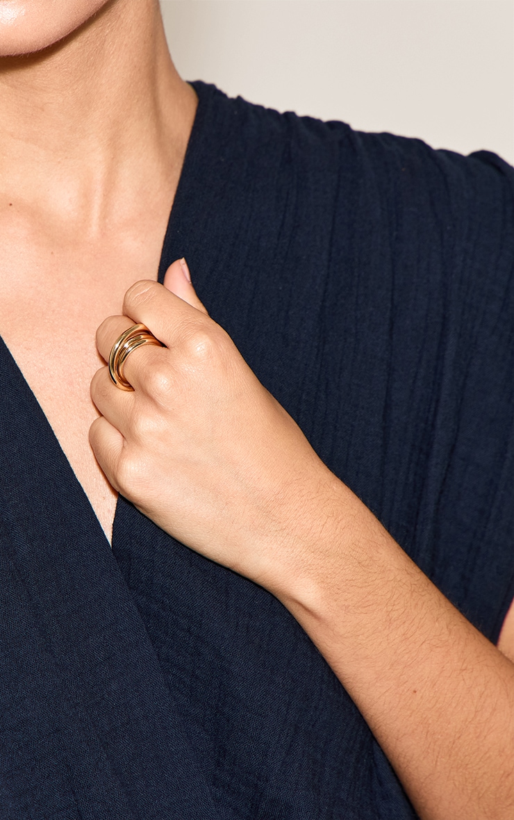 Gold Triple Layer Stacked Ring image 1