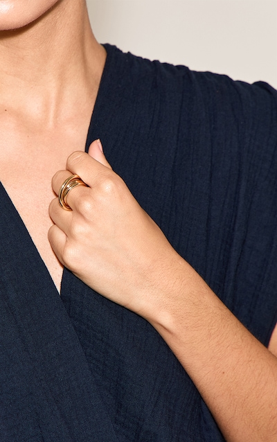 Gold Triple Layer Stacked Ring
