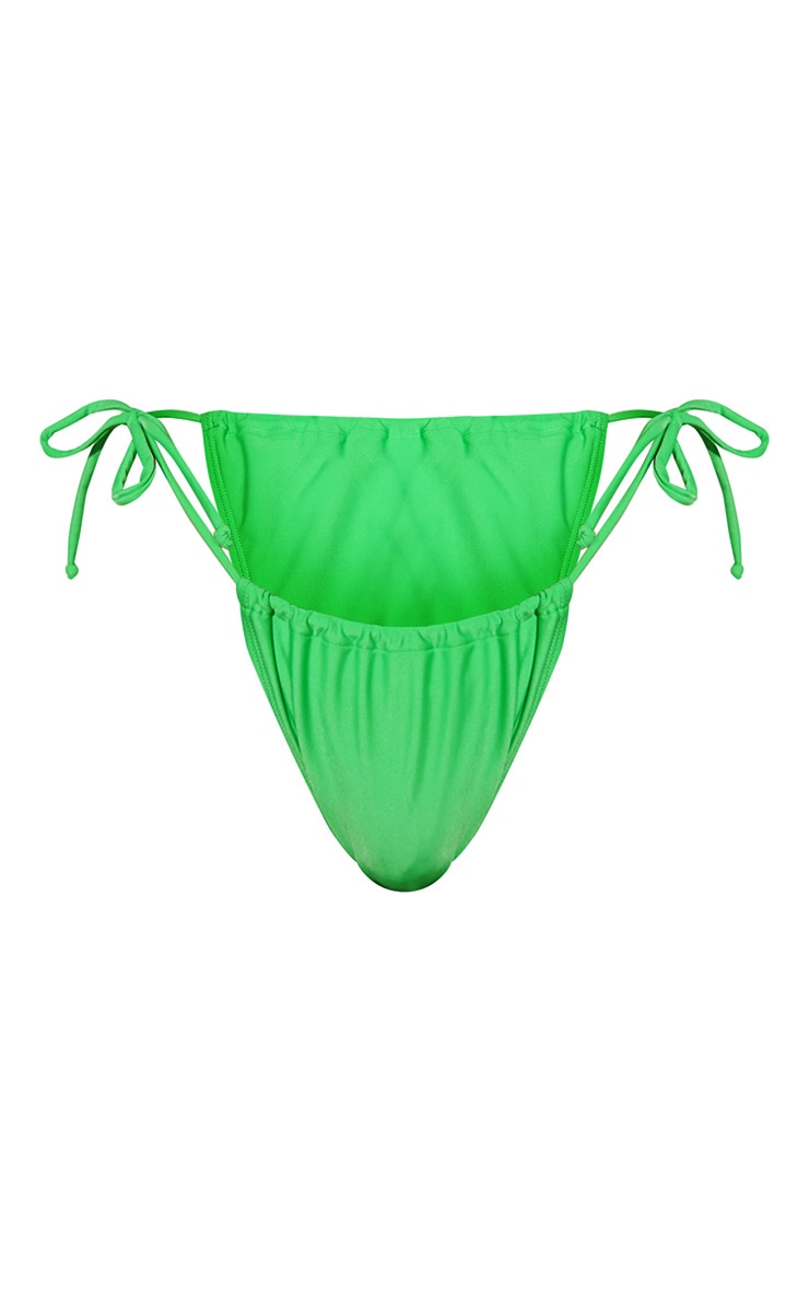 Bright Green Mix & Match Mini Ruched Tie Side Bikini Bottoms image 5