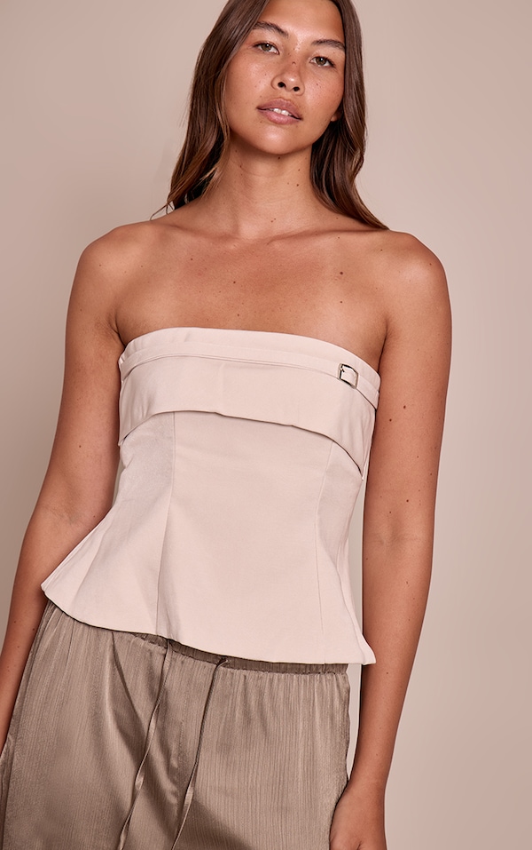 Stone Woven Fold Over Buckle Detail Bandeau
