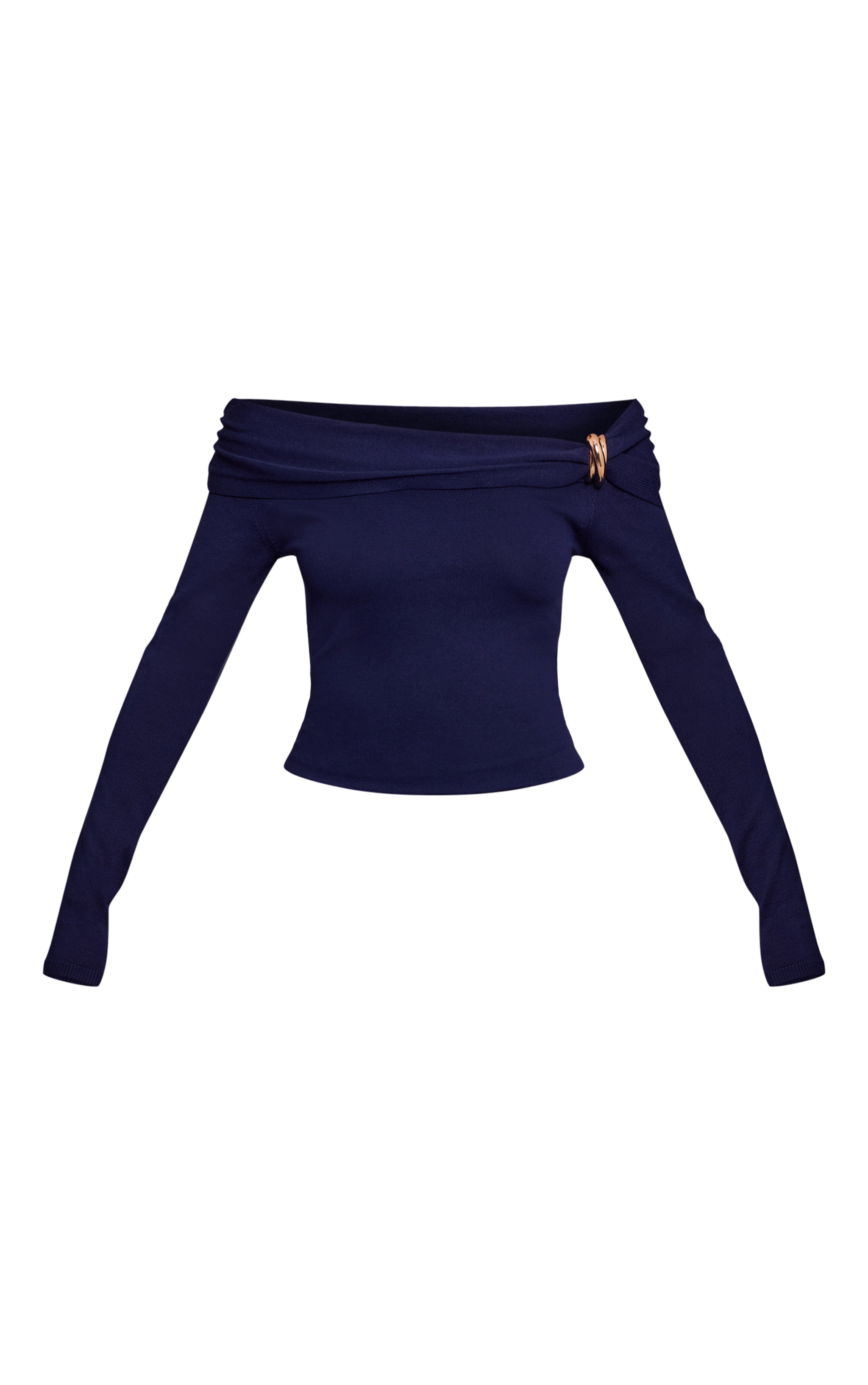 Top en maille tricot bleu marinee à épaules torsadéess et manches longues image 5