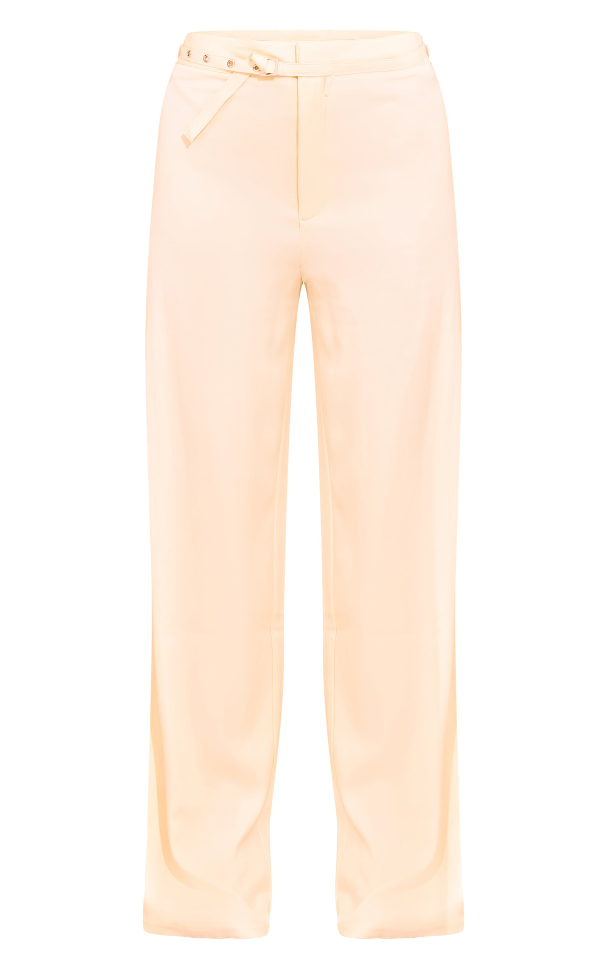 Cream Woven Tailored Belt Detail Wide Leg Pants | Co-ords