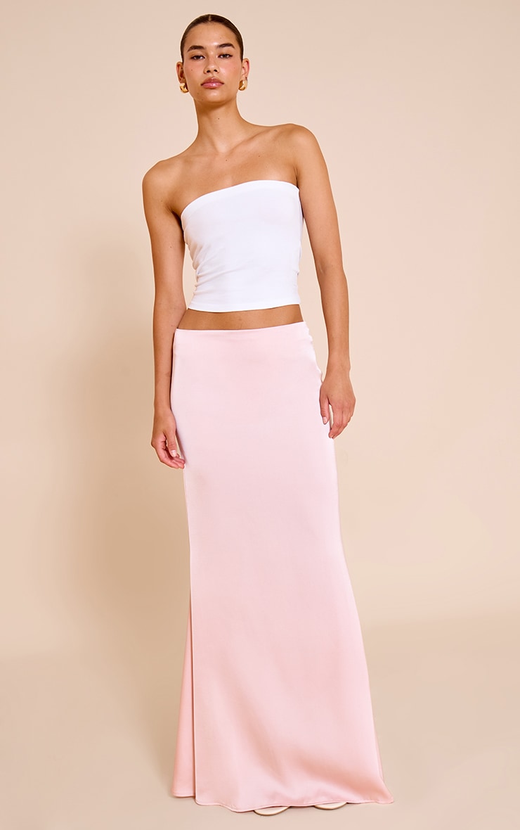 Pink Satin Floaty Maxi Skirt image 1