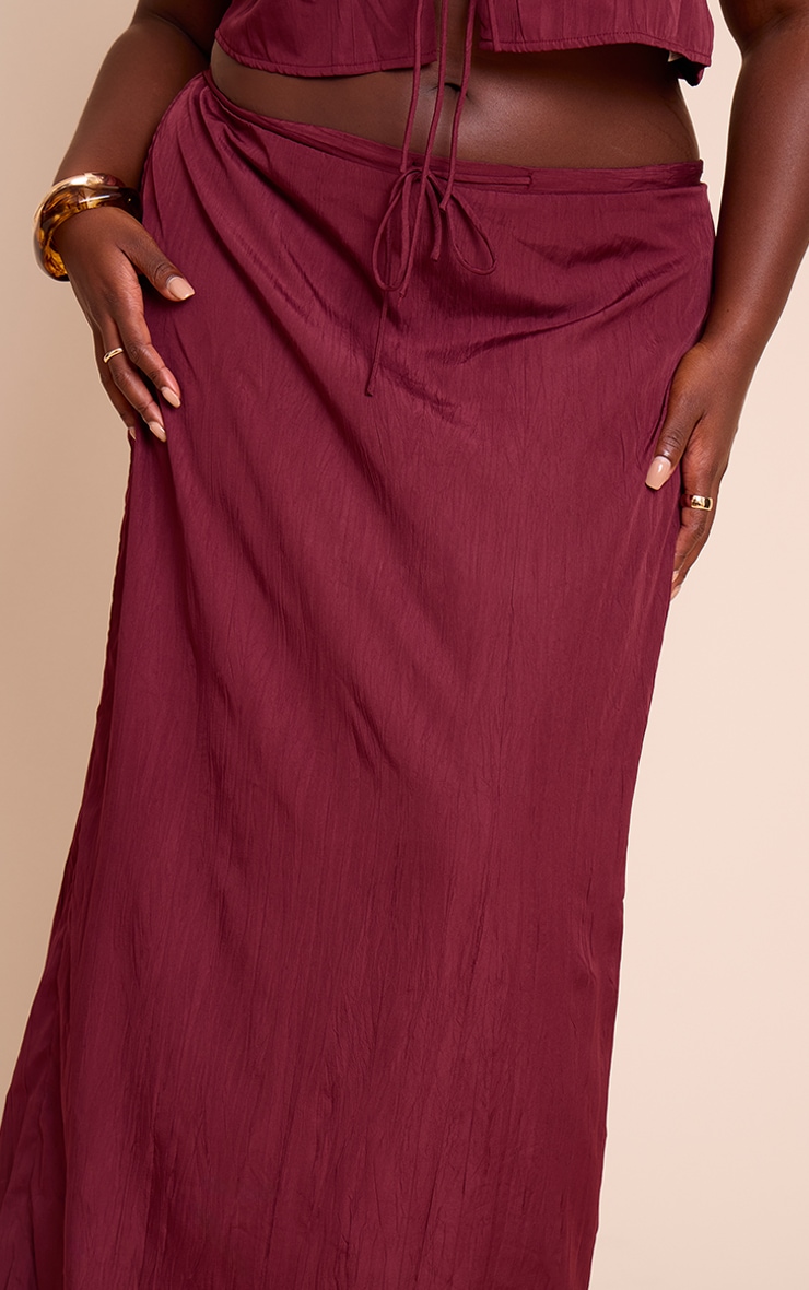 Plus Plum Textured Tie Waist Detail Maxi Skirt image 4