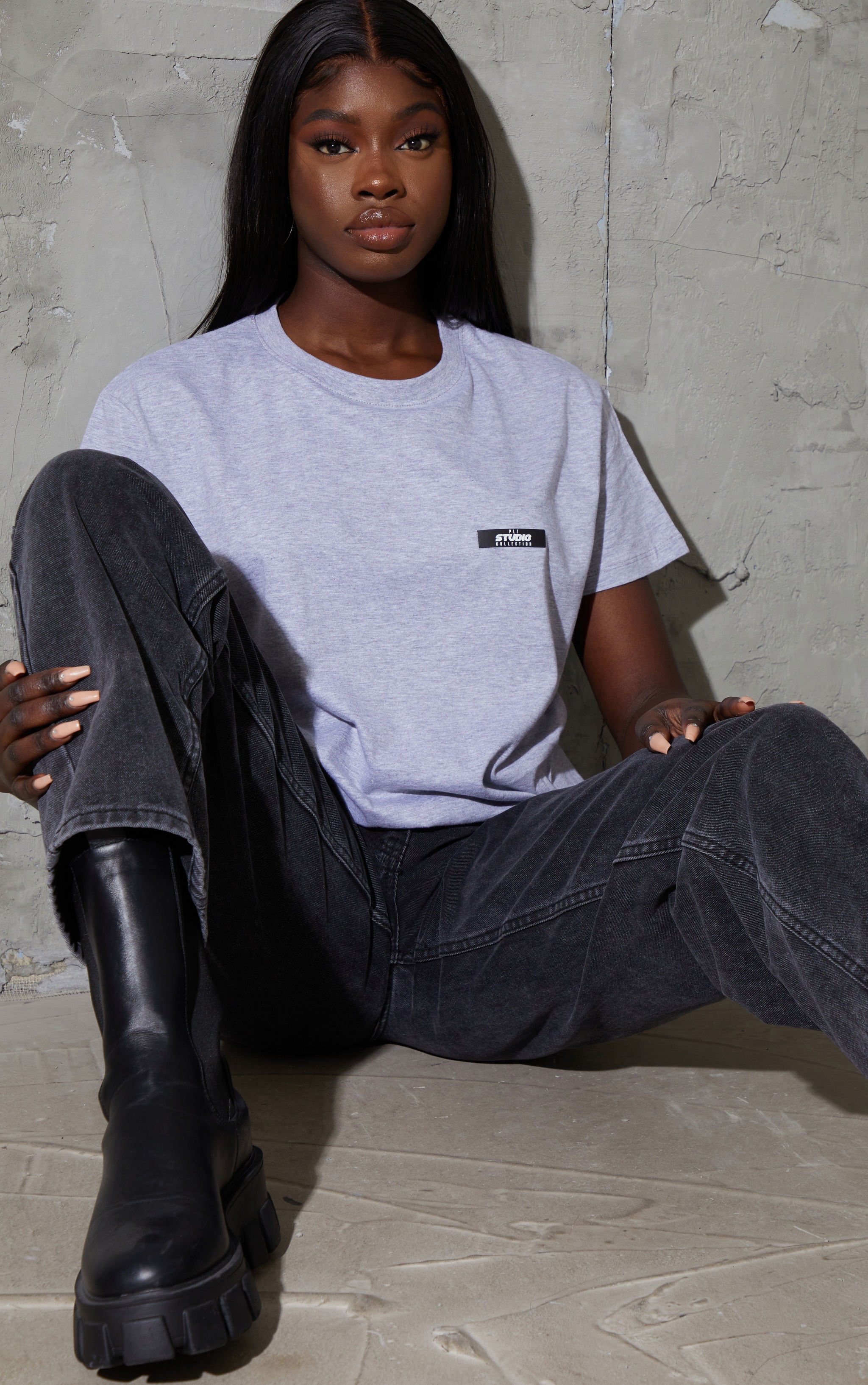PRETTYLITTLETHING Tall Grey Oversized T- Shirt