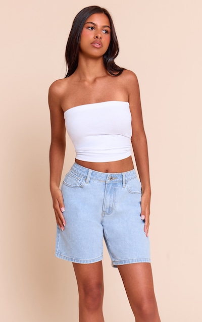 Petite Light Blue Low Rise Baggy Boyfriend Shorts