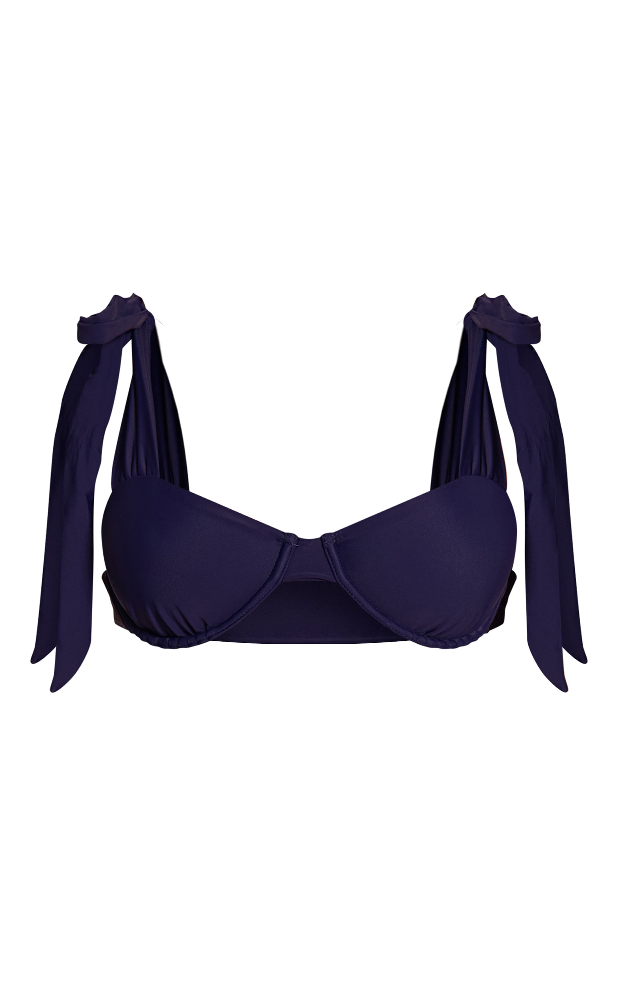 Haut de maillot de bain bleu marine à bretelles nouées et armatures image 5