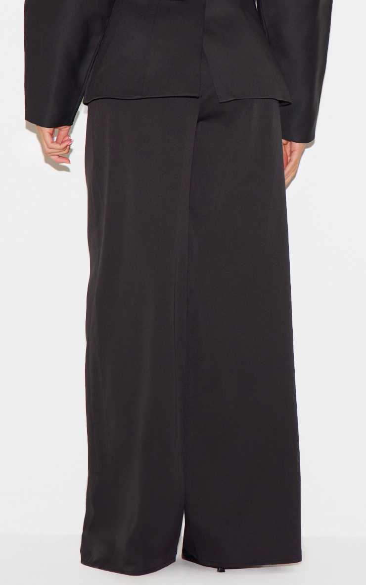 Black Premium Woven Tailored Wide Leg Pleated Pants image 3