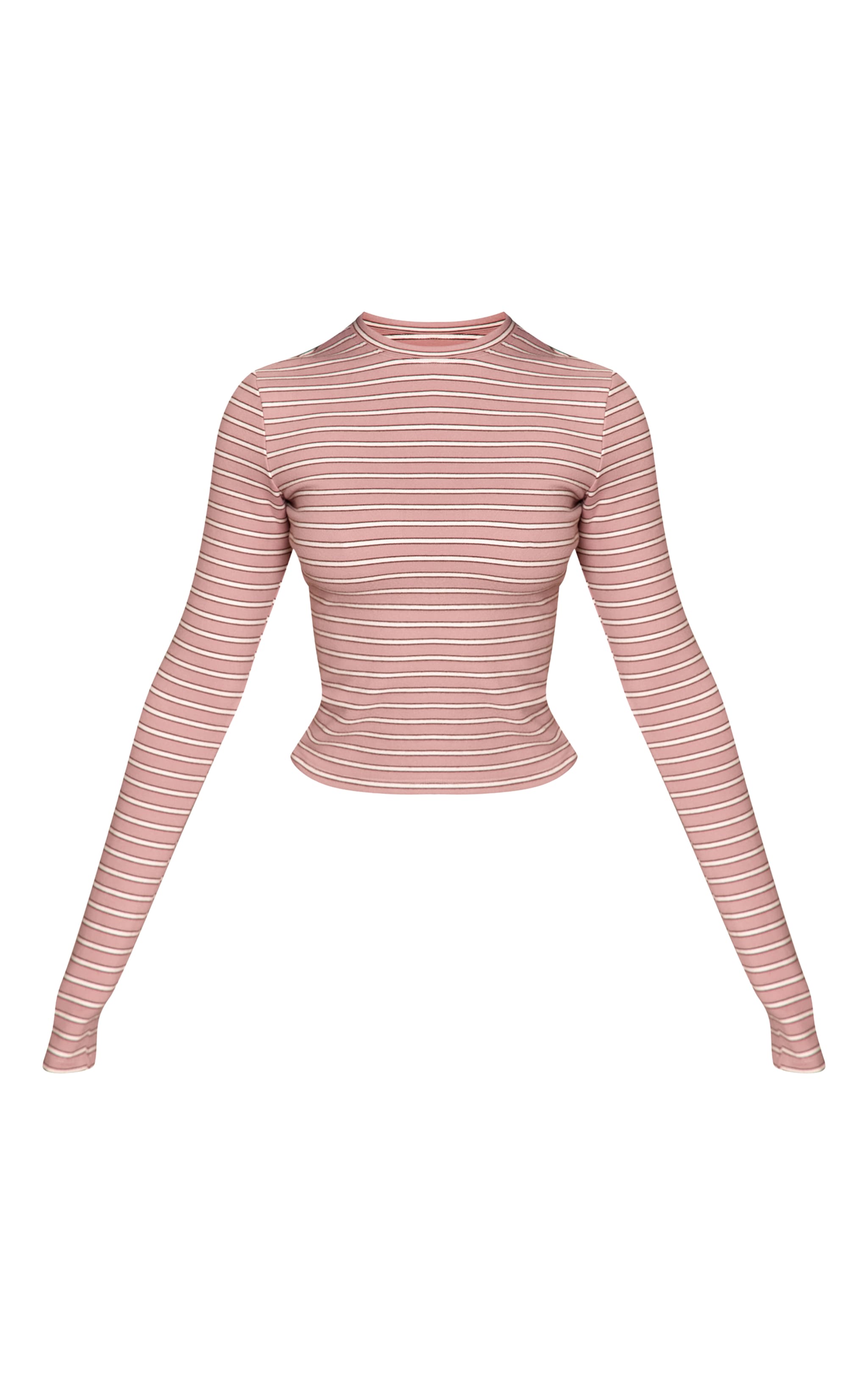 Petite Pink Striped Soft Fleece Long Sleeve Top image 5