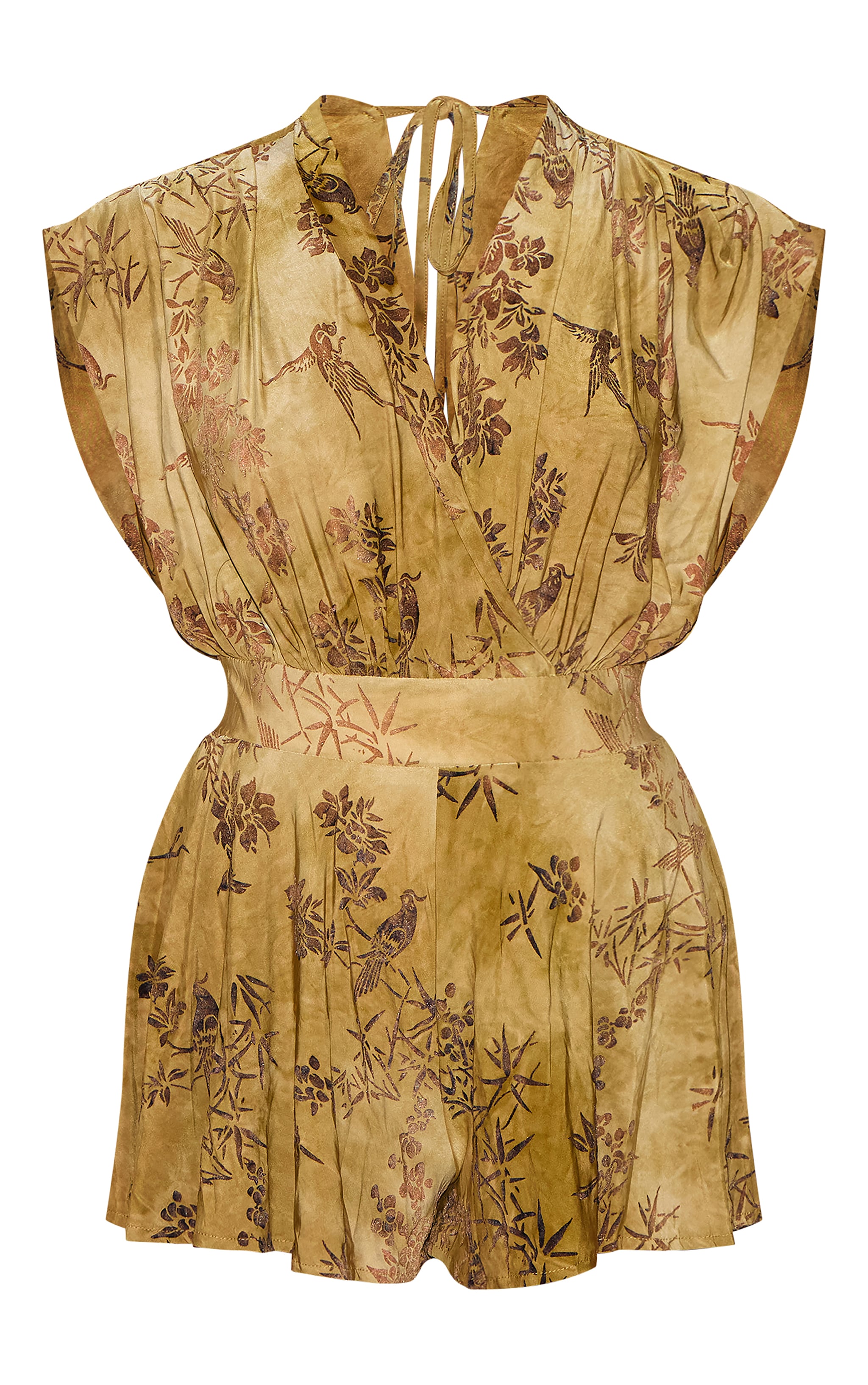 Olive Devore Sleeveless Plunge Romper image 5