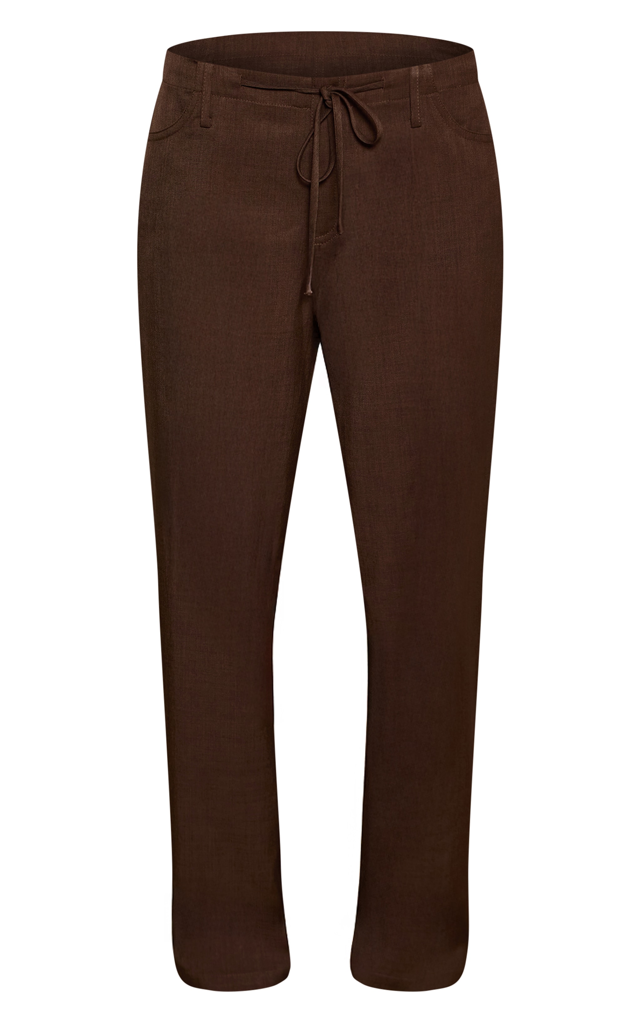 Pantalon large tissé chocolat à taille nouée image 5