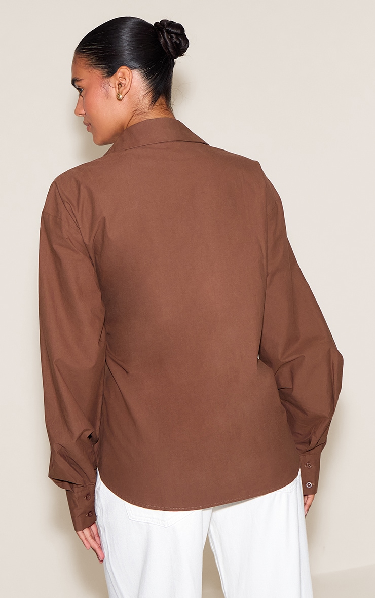 Chocolate Cotton Multi Button Cinched Shirt image 2
