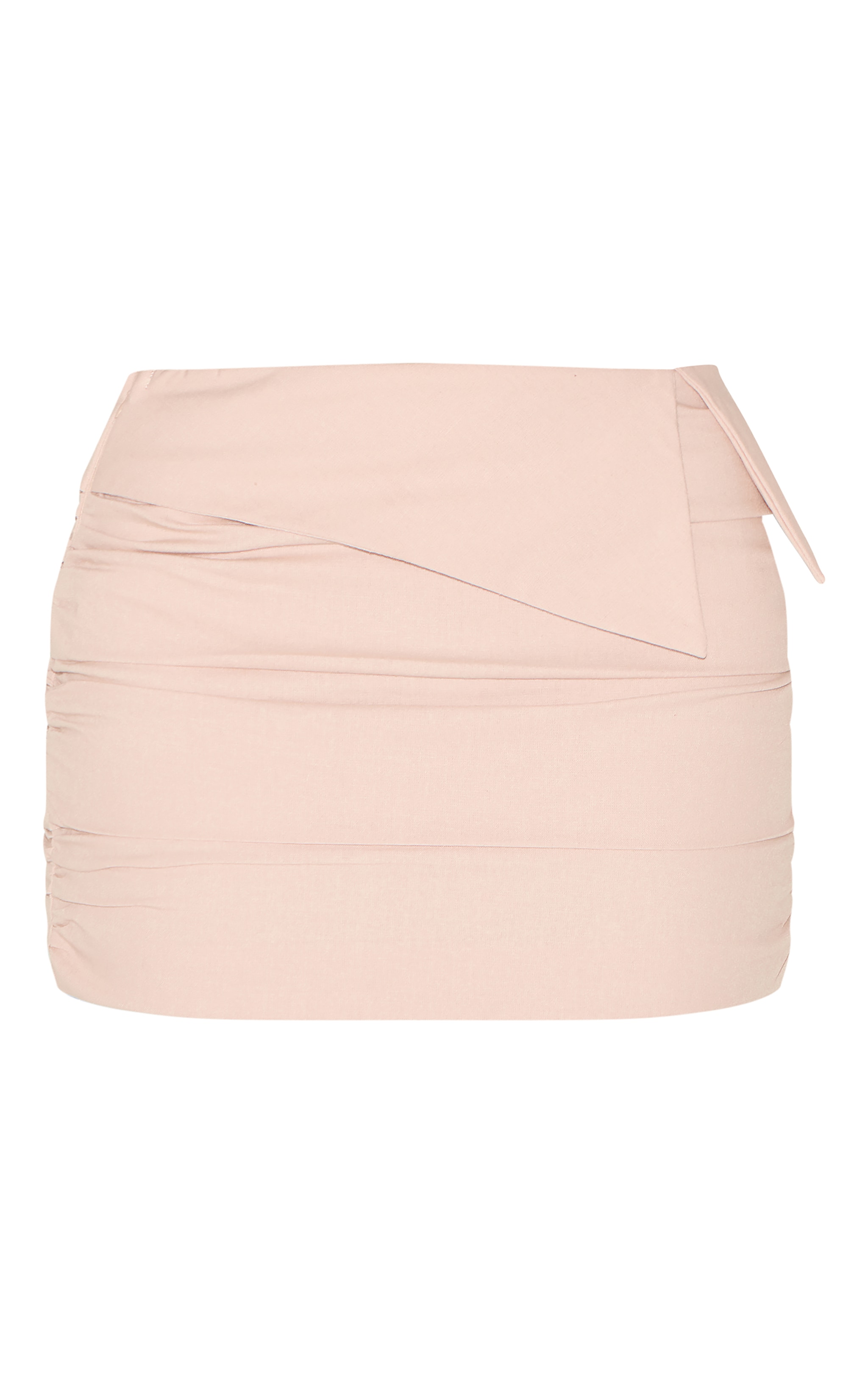 Stone Linen Blend Foldover Ruched Mini Skirt image 6