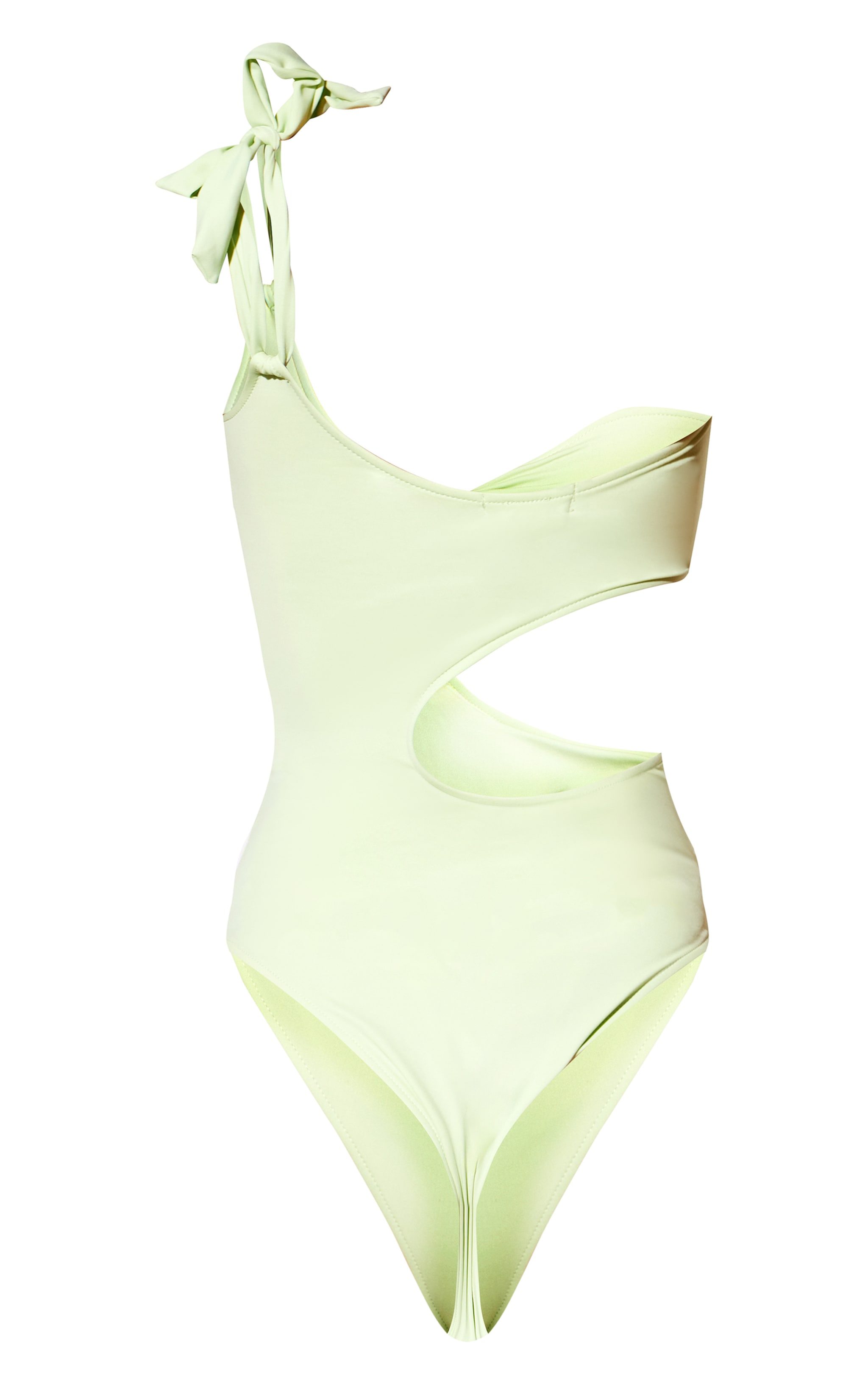 Maillot de bain vert sauge découpé à bretelle unique image 6