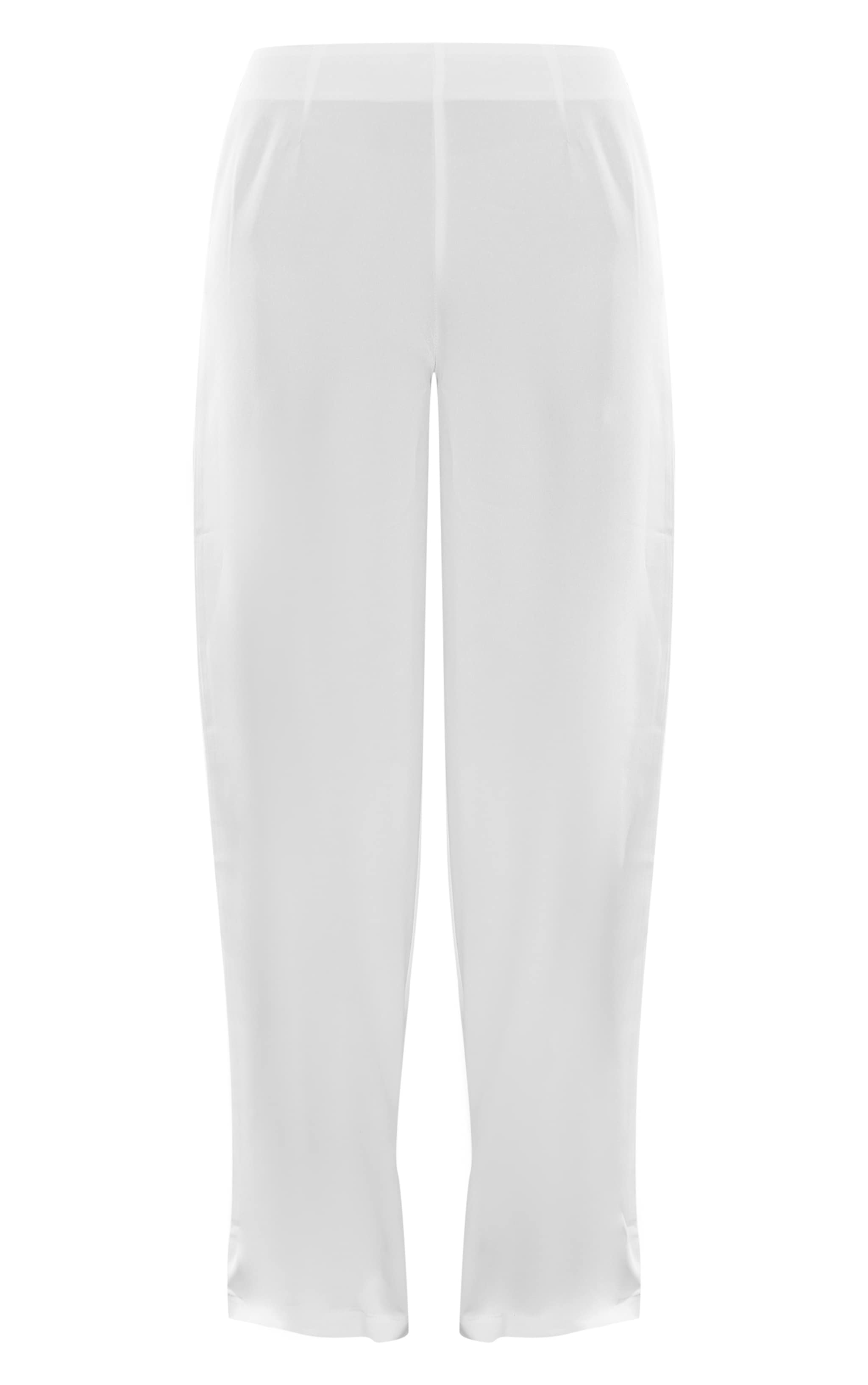 White Tailored Mid Rise Wide Leg Pants image 5