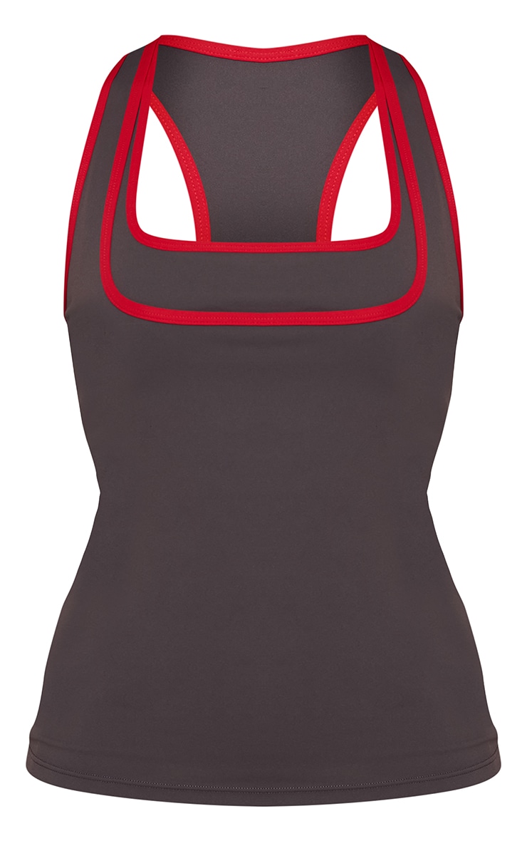 Charcoal Layered Racer Back Gym Vest image 5