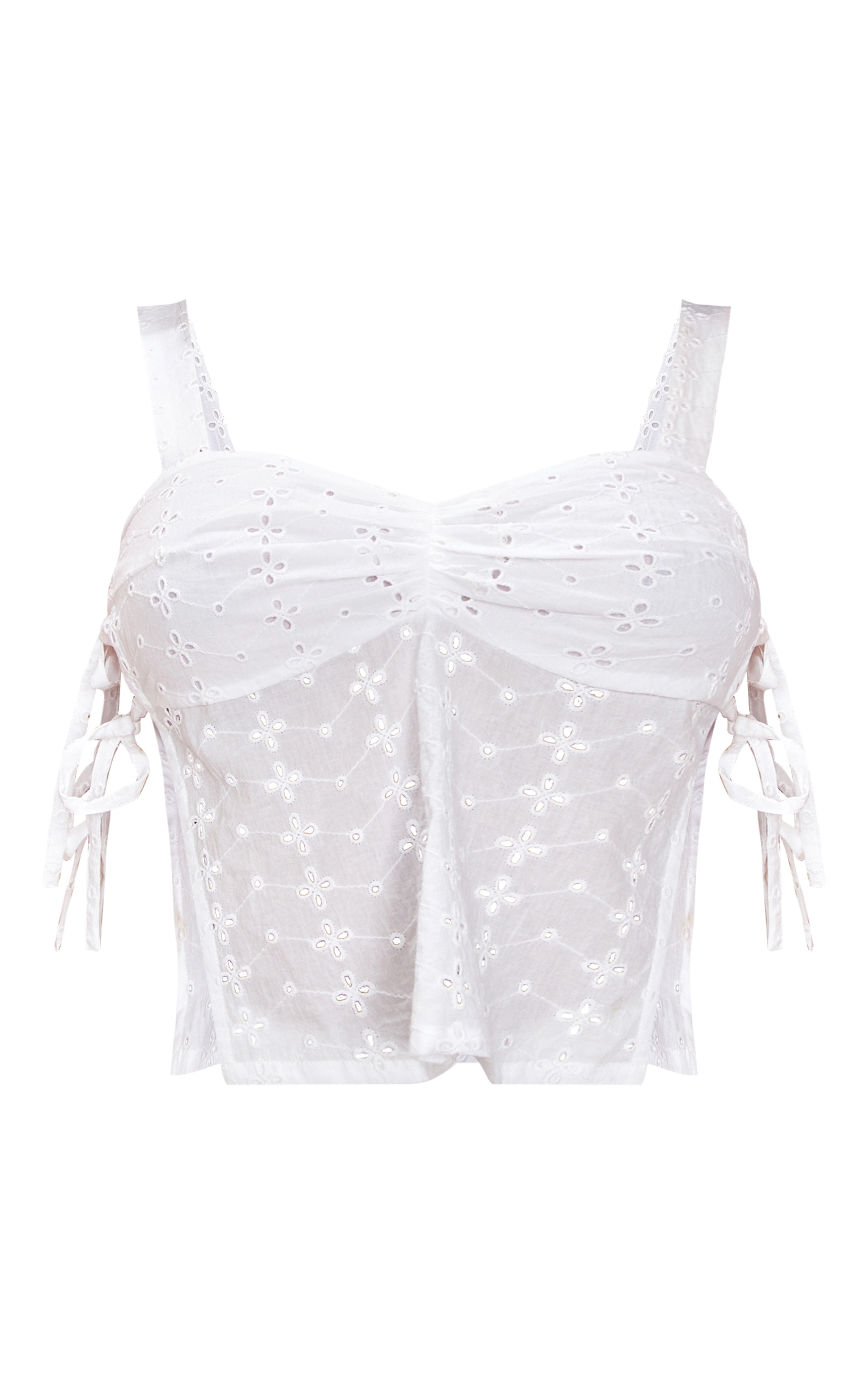 White Broderie Tie Side Cami Top image 5