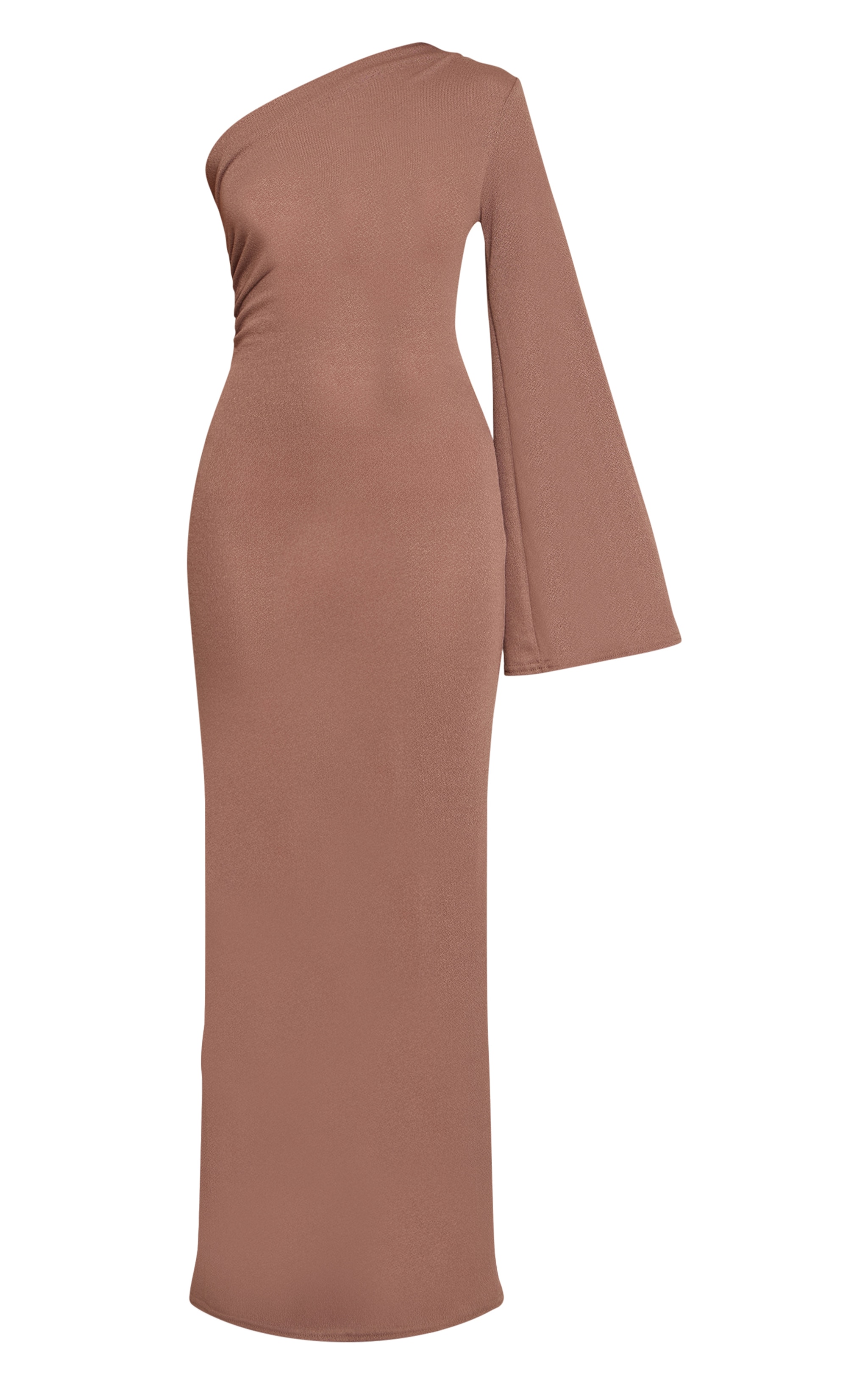 Taupe Textured Jersey Asymmetric Maxi Dress image 5