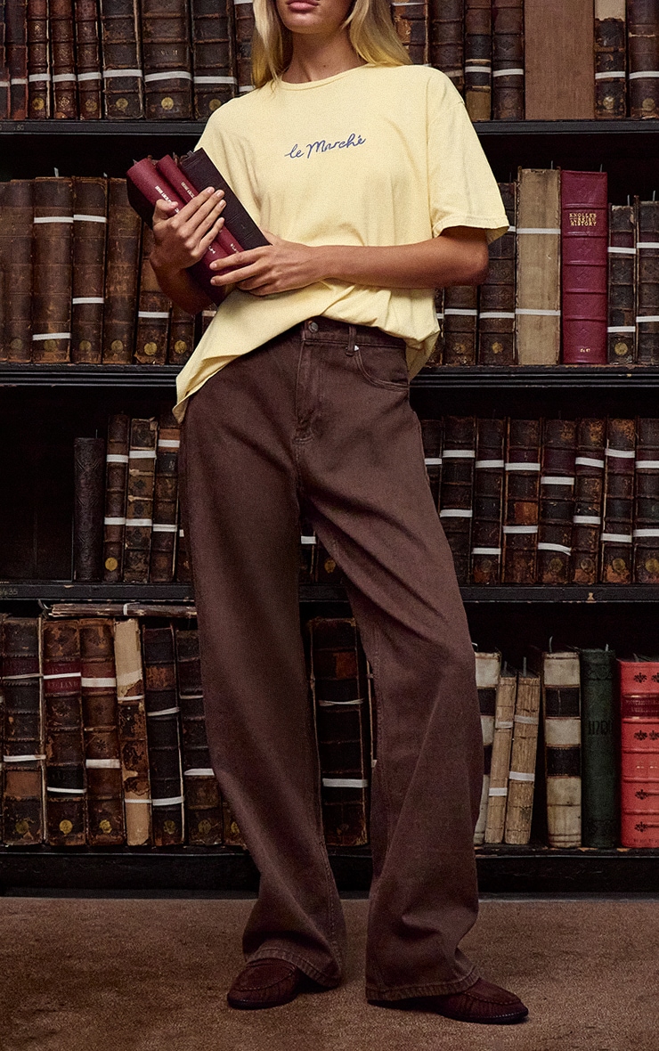 Brown Mid Rise Wide Leg Jeans image 2