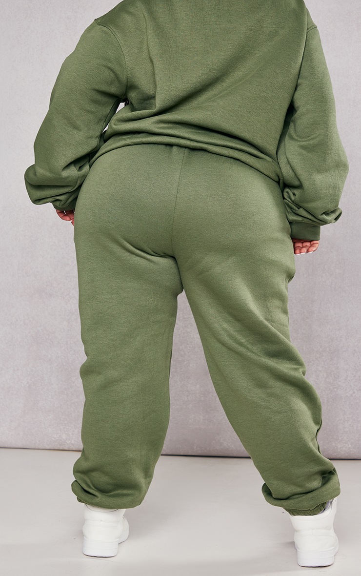 Plus Dark Khaki Casual Sweat Track Pants image 3