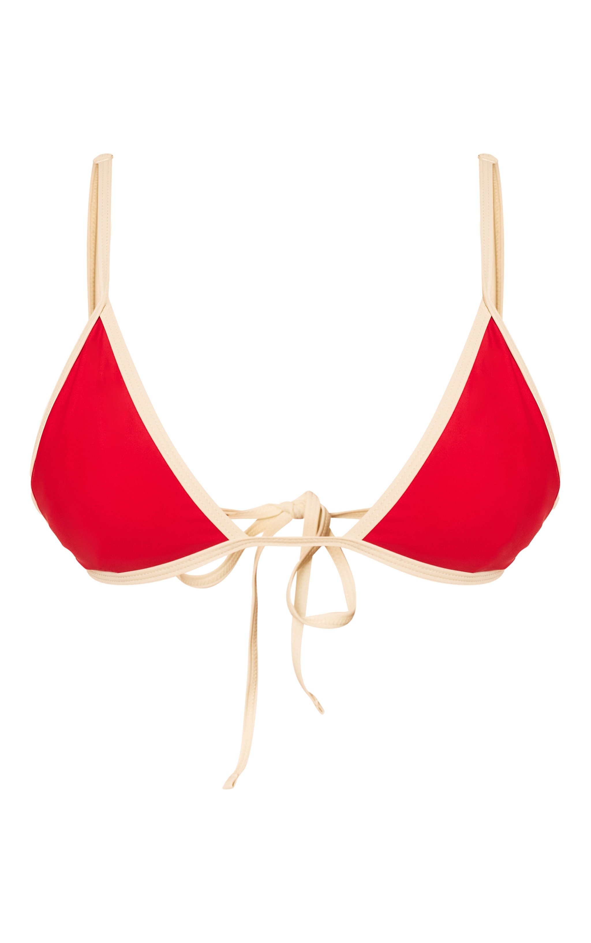 Red Triangle Contrast Binding Bikini Top image 5