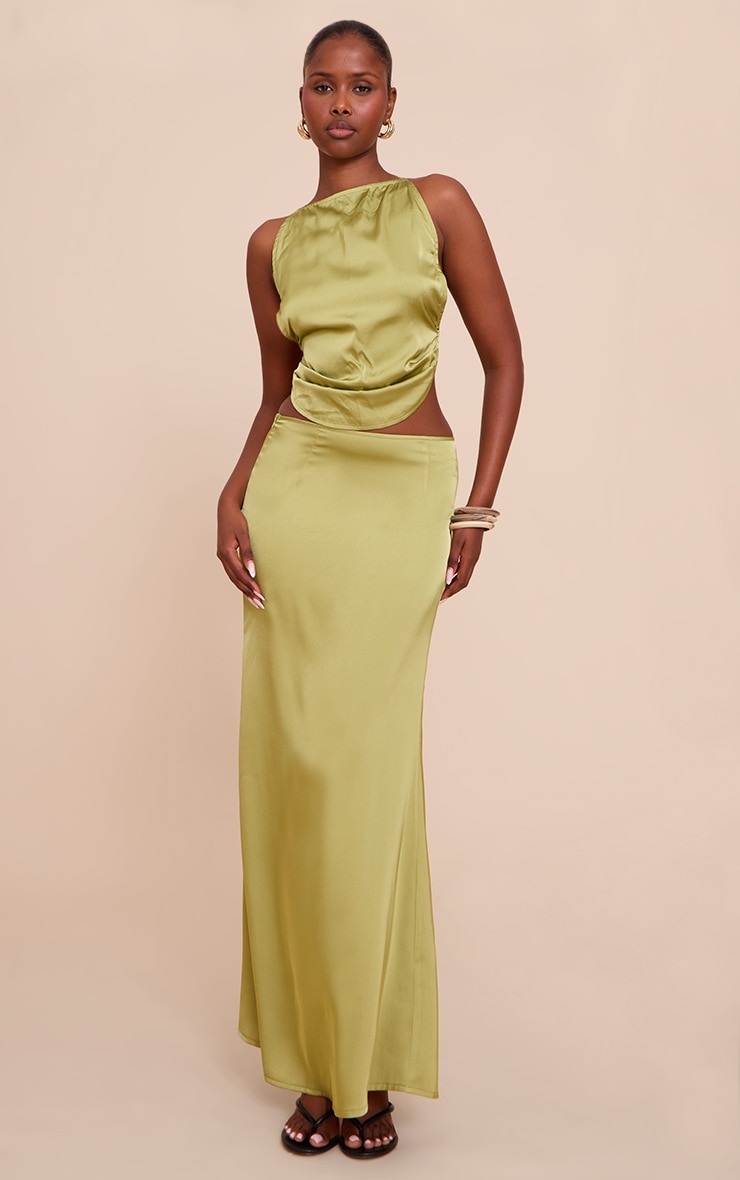 Olive Satin Cami Top image 3