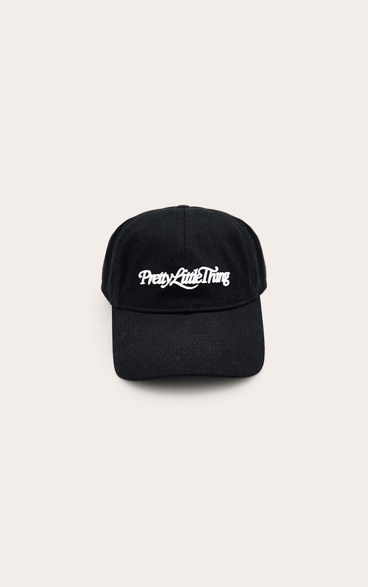 Pretty Little Thing White Embroidered Black Cap image 2