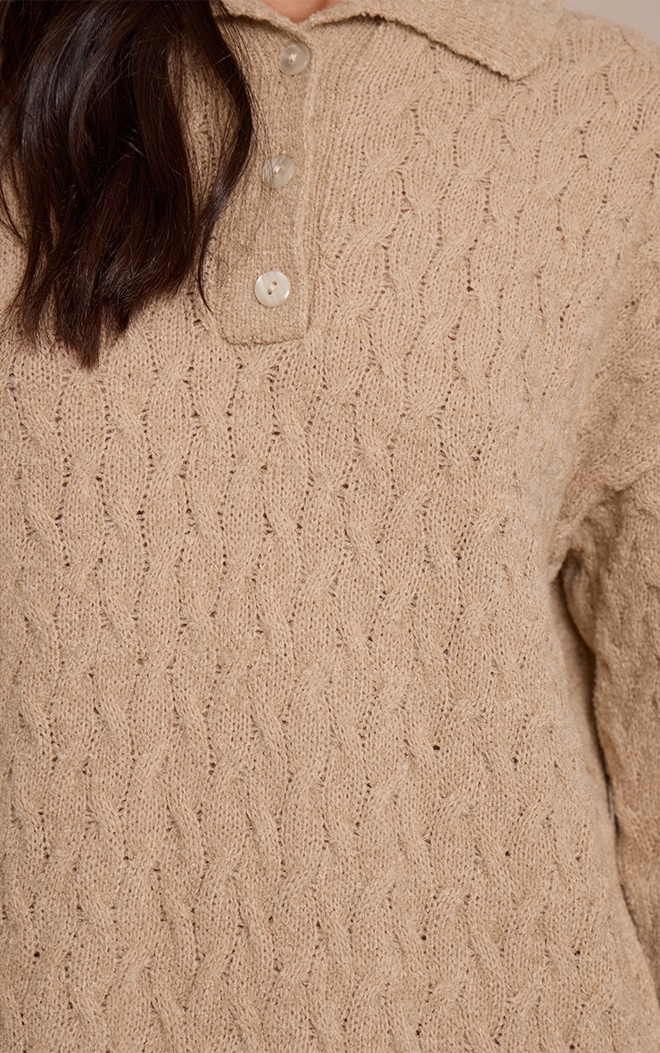 Tall Oat Boucle Cable Knit Mini Shirt Dress  image 4