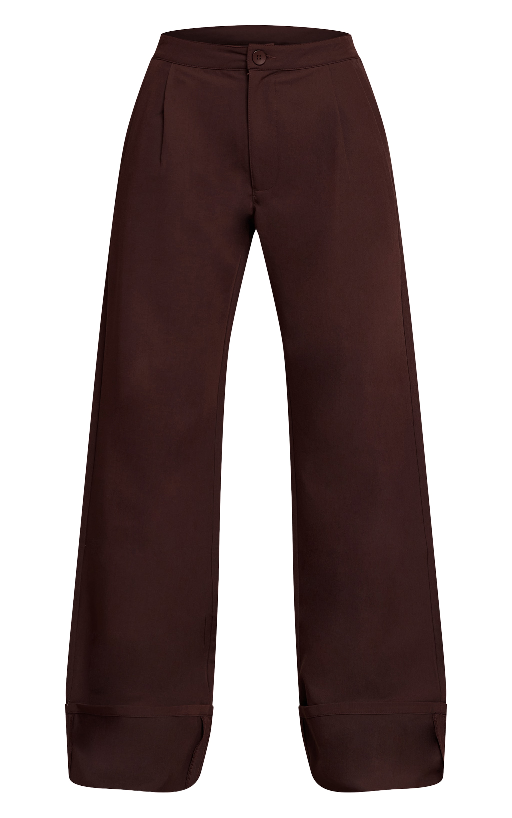 Dark Chocolate Woven Tailored Wide Leg Pleated Pants image 5