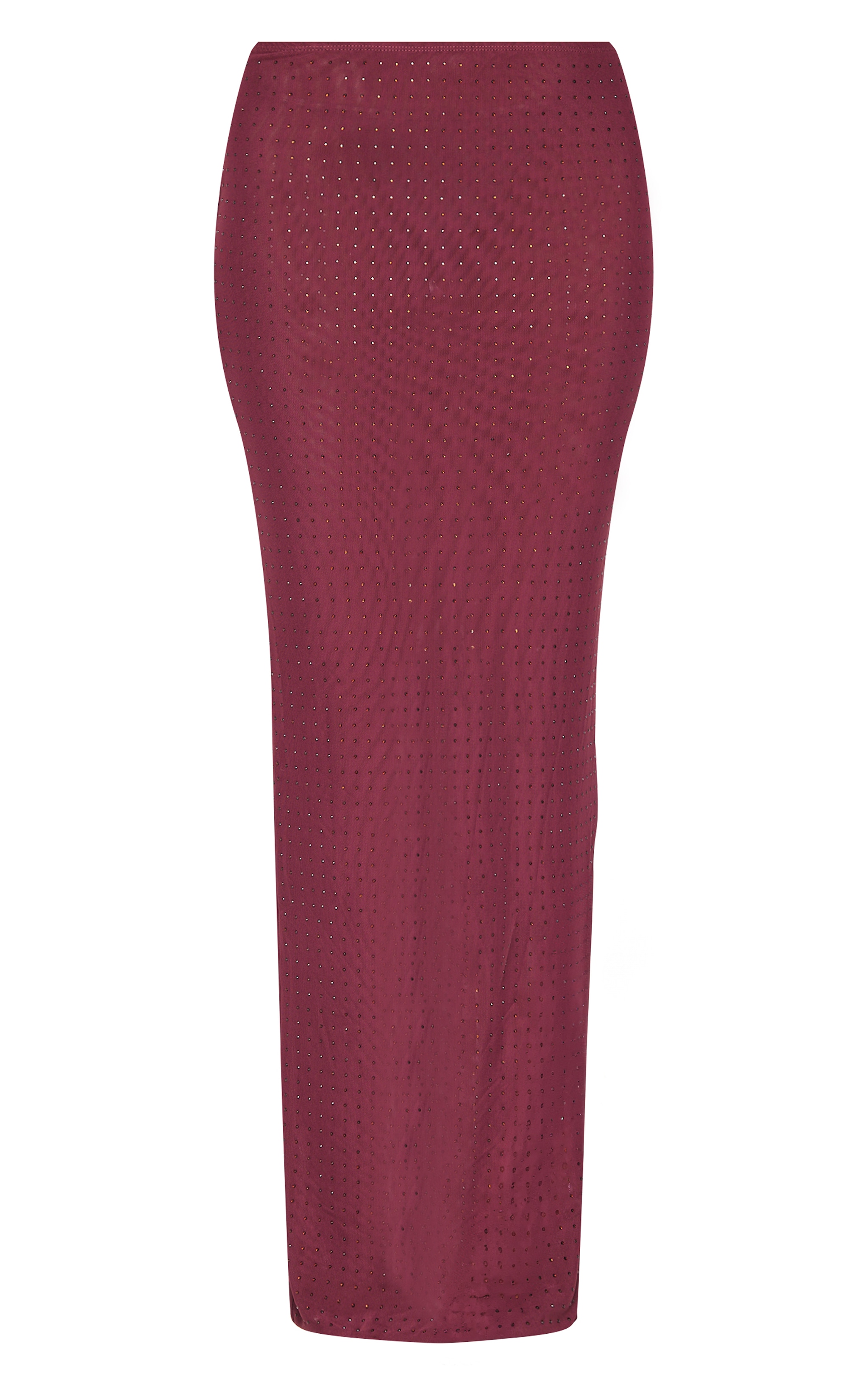 Burgundy Hot Fix Mesh Maxi Skirt image 5