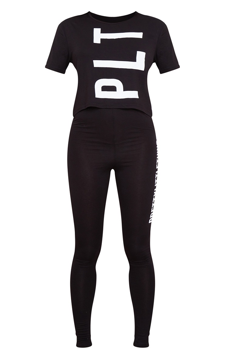 PRETTYLITTLETHING Black Legging PJ Set image 5