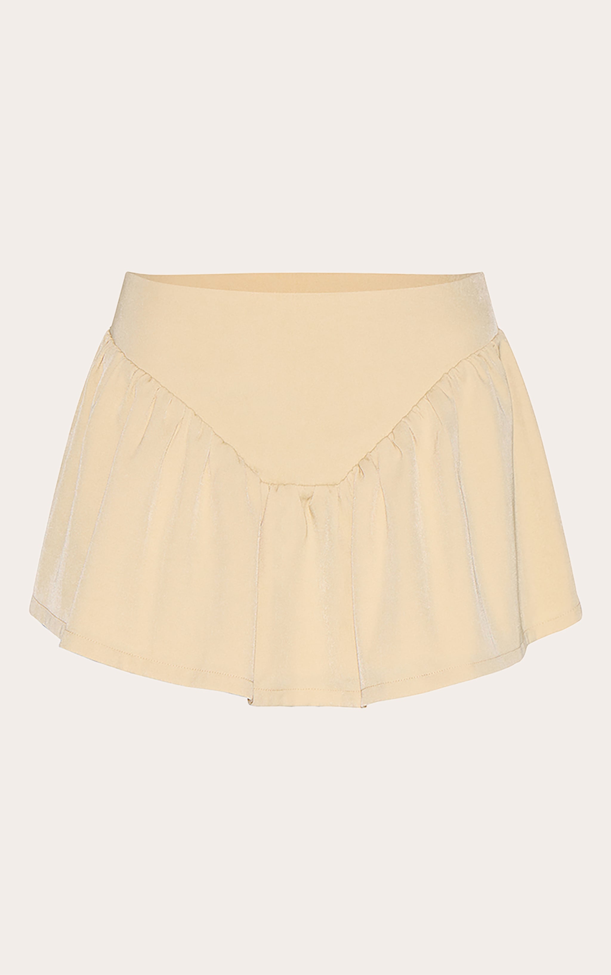 Butter Yellow Dipped Waist Structured A Line Skirt | Bottoms