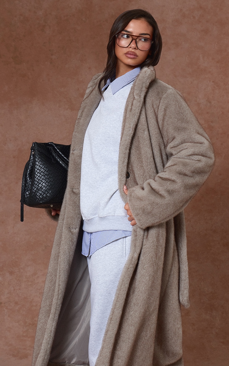 Ash Grey Cotton Fleece Crossfront Sweatshirt image 1