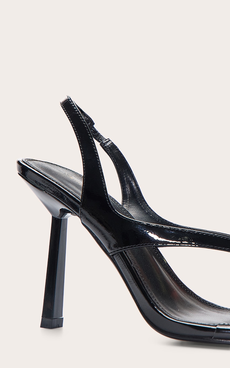 Black Asymmetric Square Toe Heeled Sandals image 5