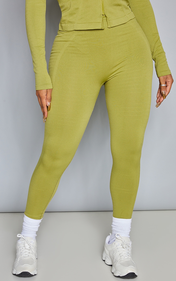 PRETTYLITTLETHING Shape Legging de sport vert olive à logo image 2