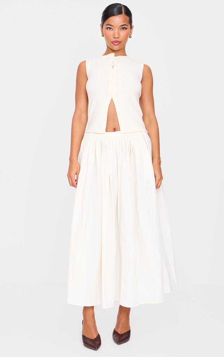 Cream Woven Floaty A Line Midaxi Skirt image 2