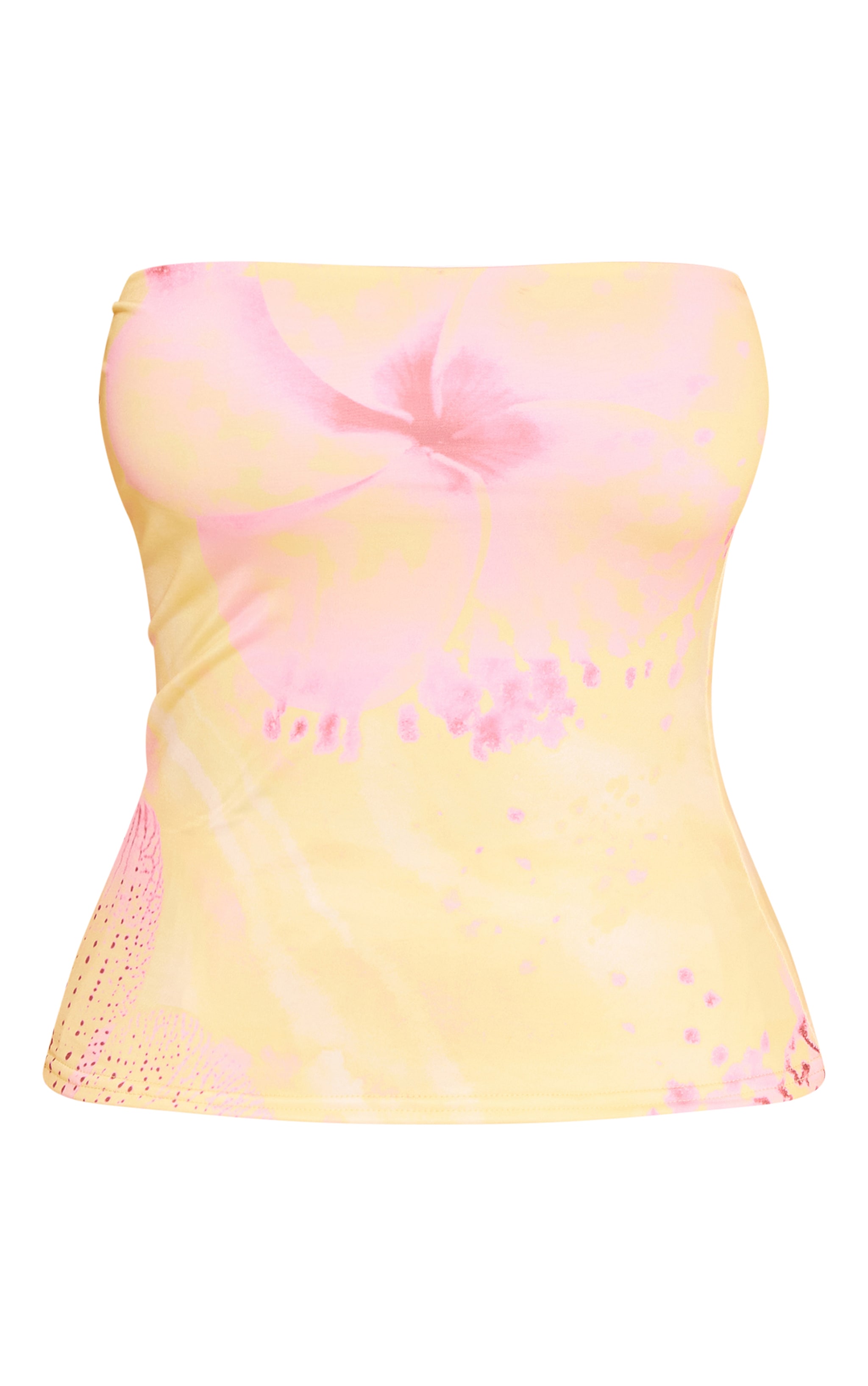 Shape butter yellow orchid print Slinky Bandeau Long Top image 5