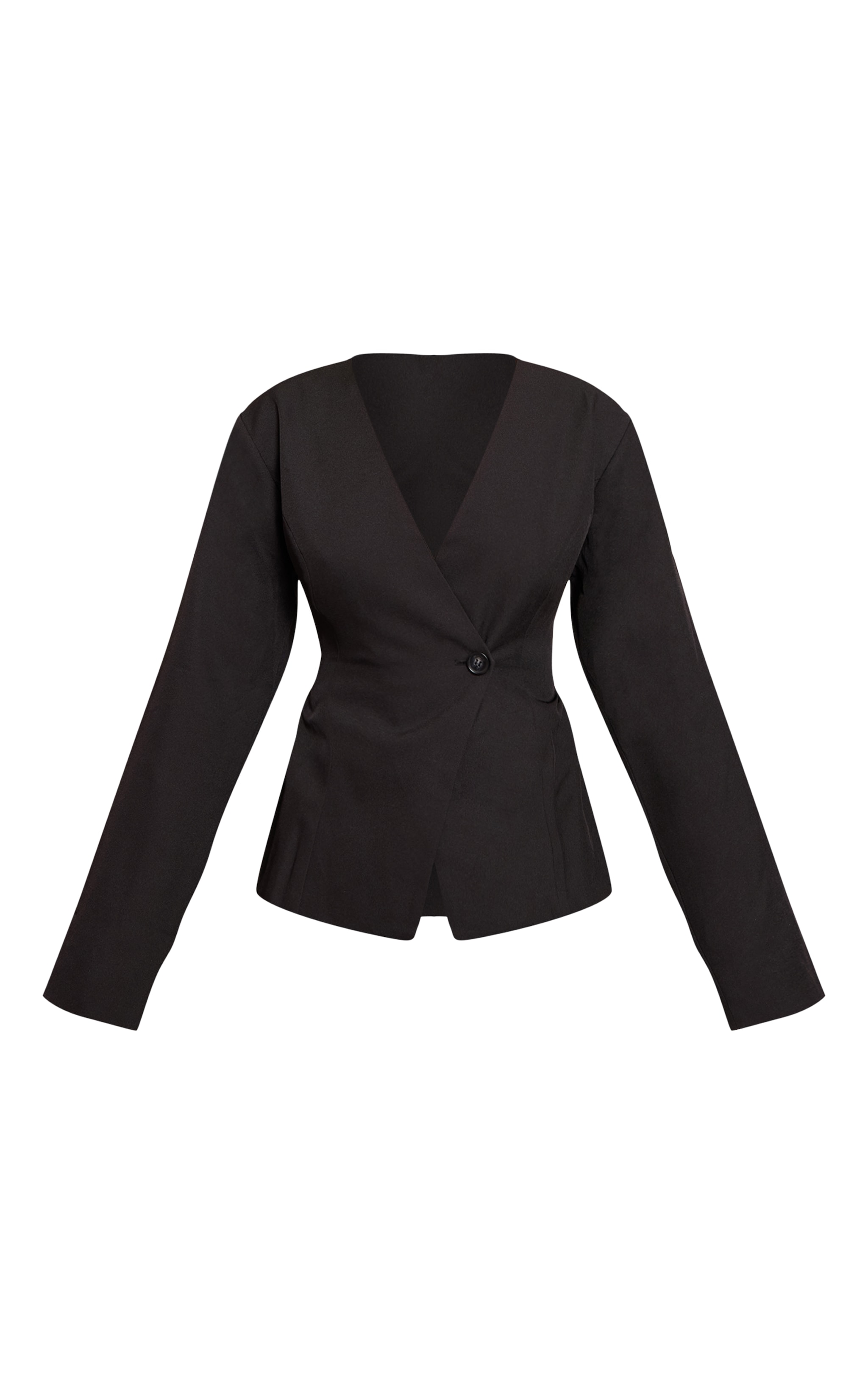 Black Woven Tailored Button Romper image 5