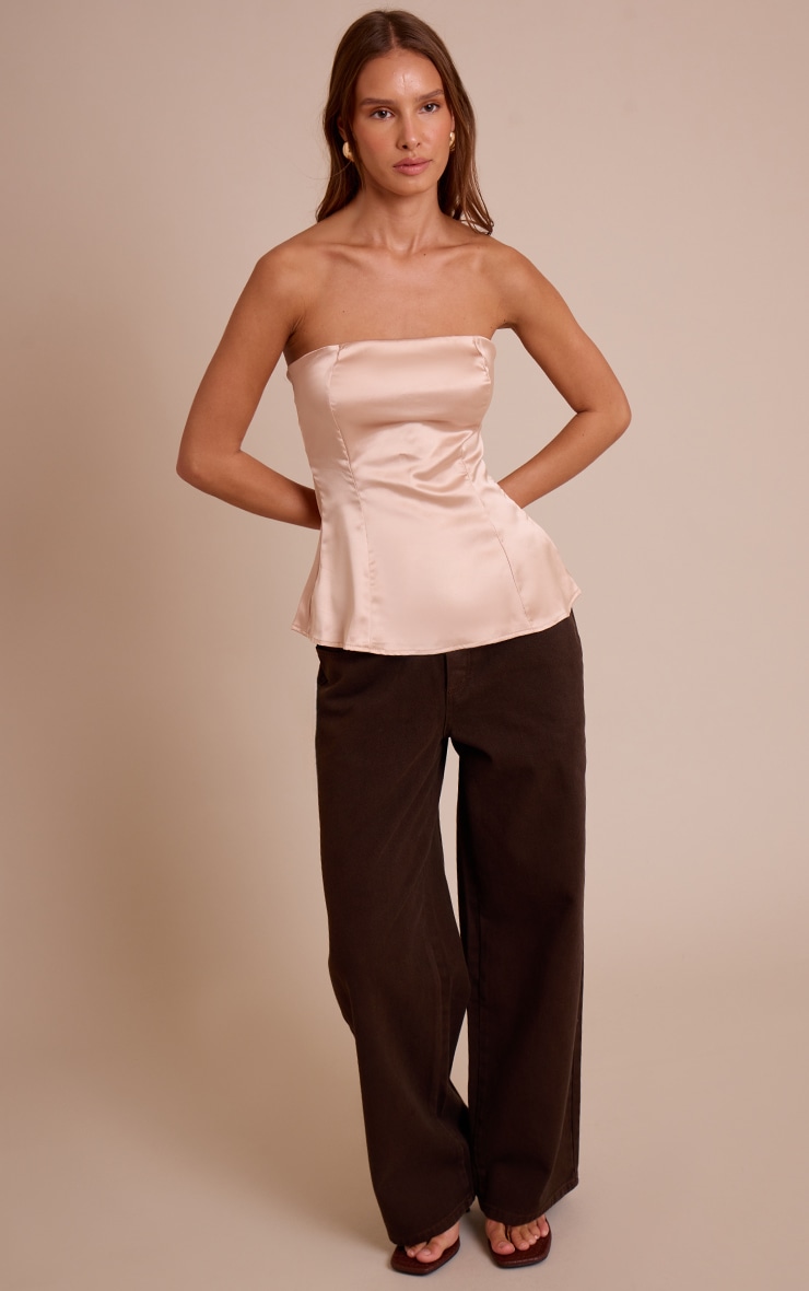 Champagne Matière Satinée Longline Bandeau Top image 3