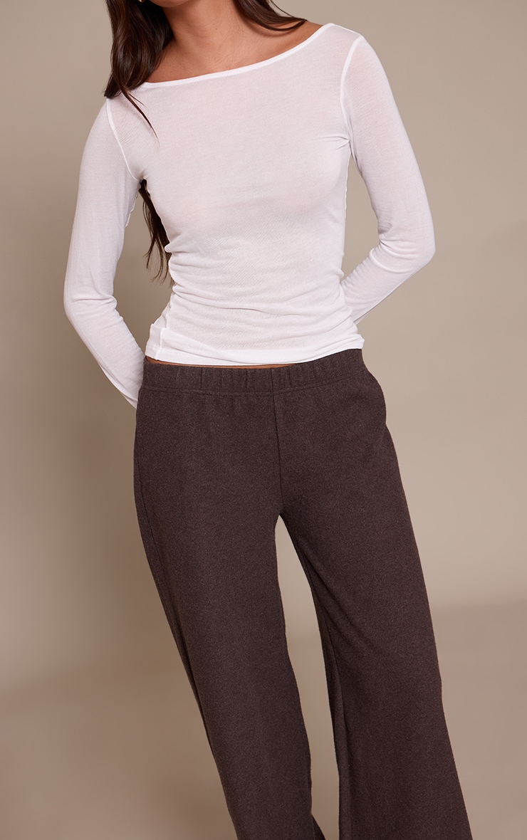 Chocolate Heavy Rib Wide Leg Pant image 4