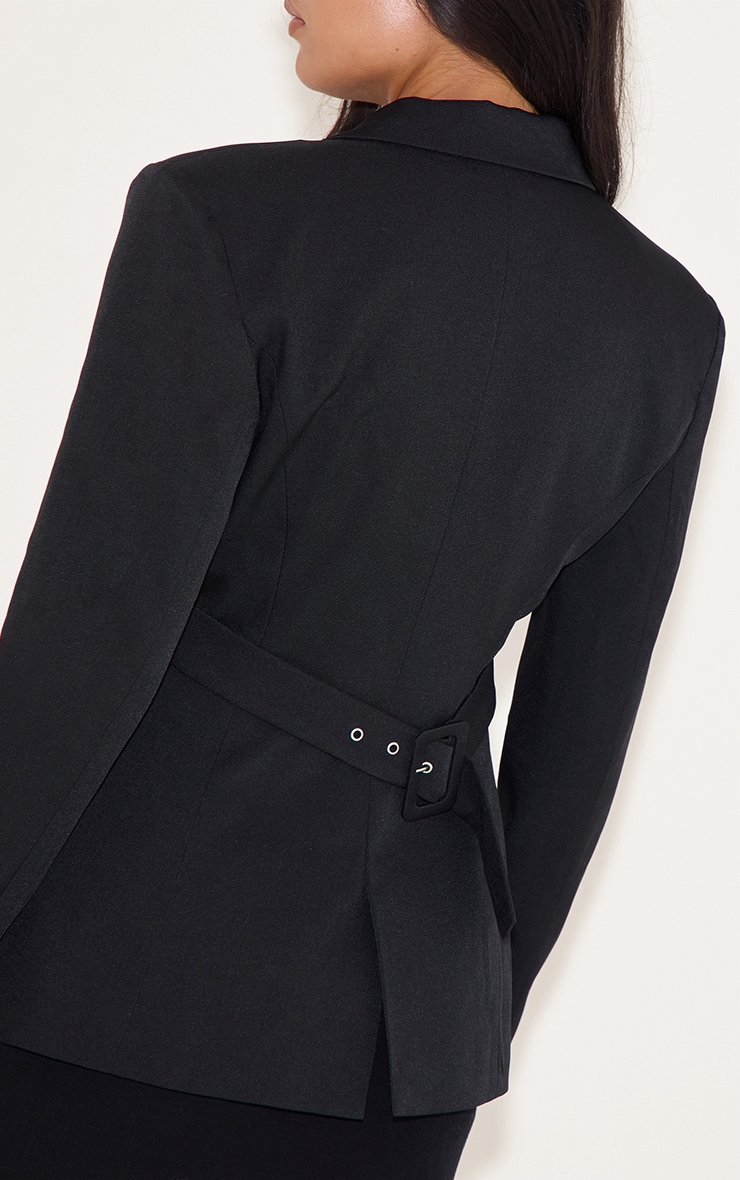 Black Cinched Back Single Breasted Blazer image 4
