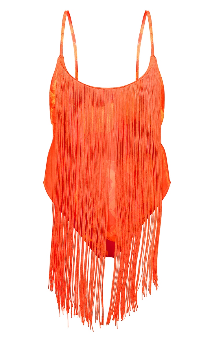 Maillot de bain très frangé orange vif imprimé flammes image 5