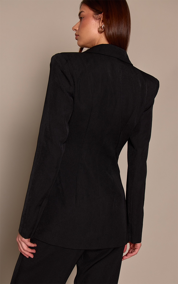 Premium Black Woven Fitted Blazer image 2