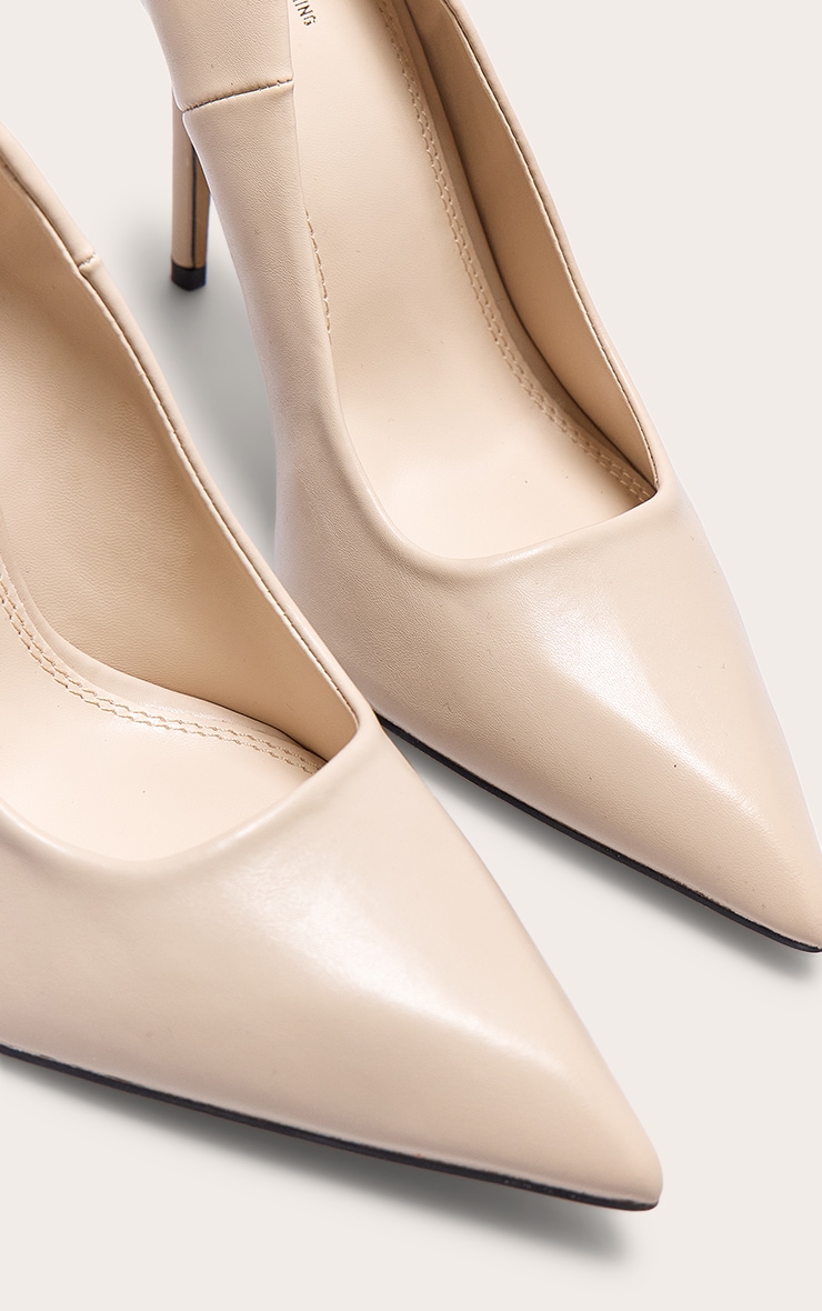 Taupe PU High Stiletto Court Heels image 4
