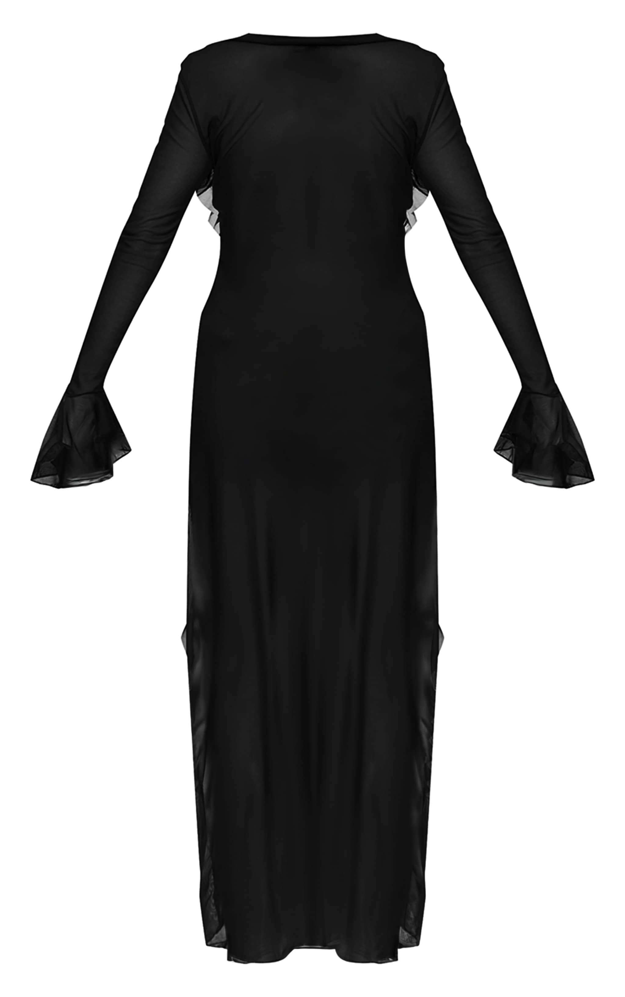 Black Mesh Frill Maxi Beach Kimono image 6